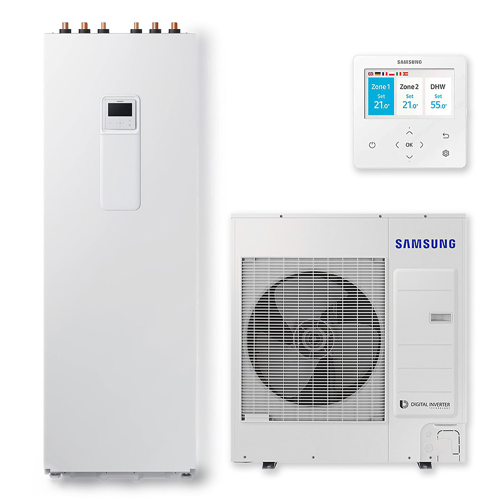 Samsung split komplektas, šilumos siurblys, Oras/Vanduo, su integruota 260 l talpa, 9,0 kW